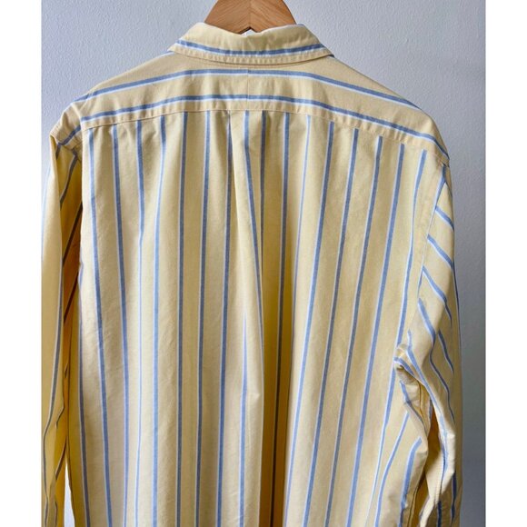 Ralph Lauren Shirt XXL Classic Fit Yellow Blue Stripe Oxford Preppy Old Money - Picture 15 of 16